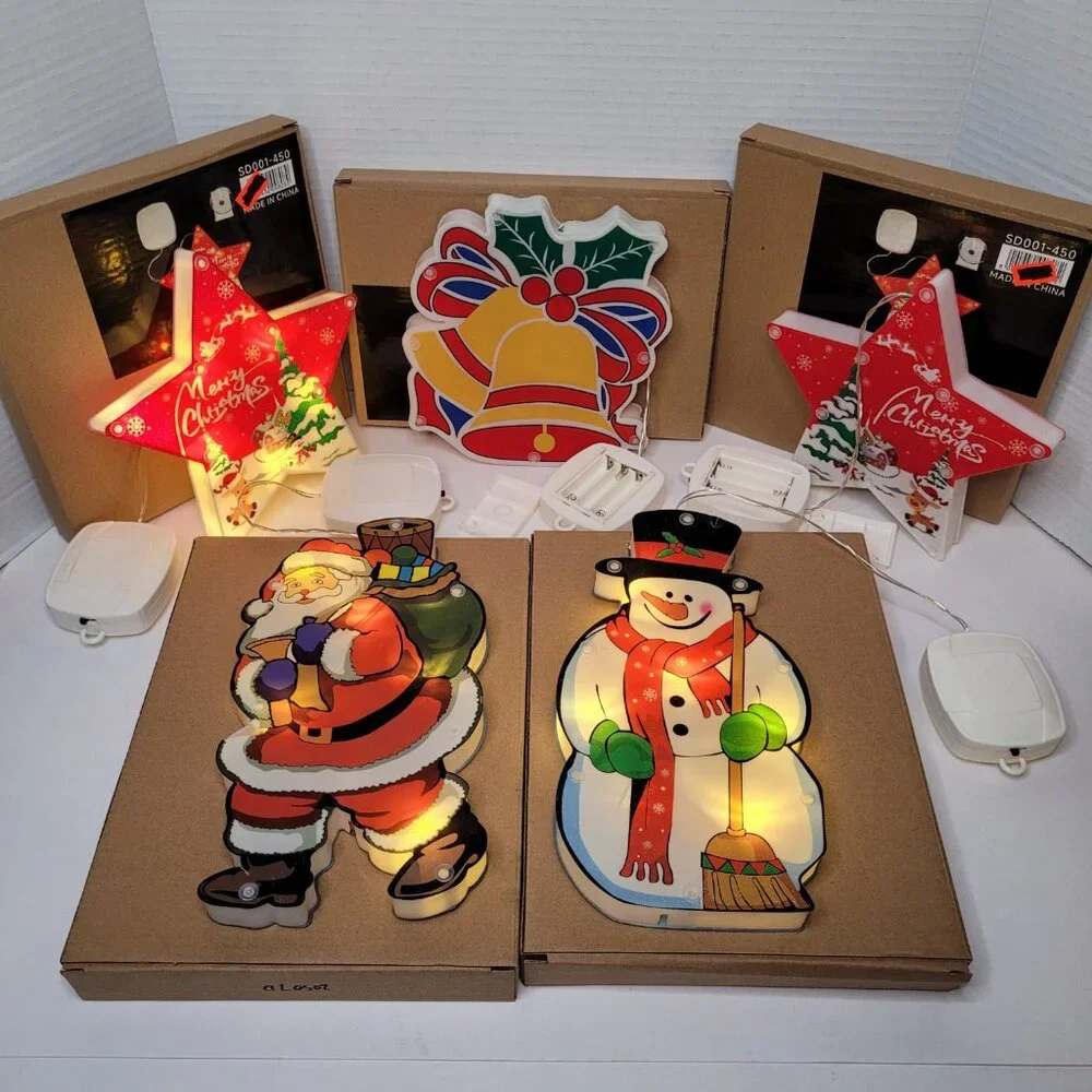 Lot of Five LED Christmas Tree Fairy String Lights Battery Powered Hanging Decor